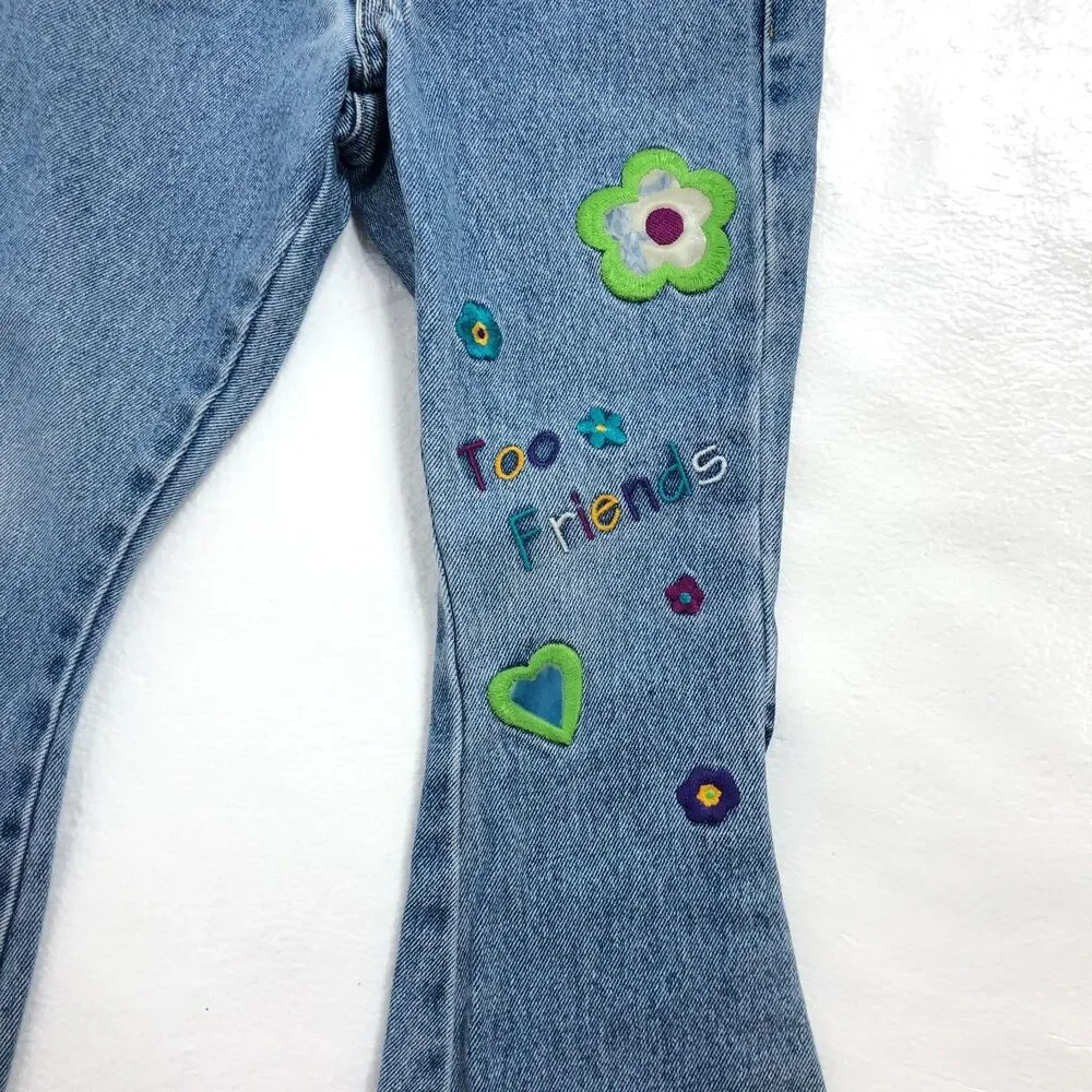 Vintage Limited Hippie Y2K Jeans Girls Toddler Size 4T with Embroidered Flowers